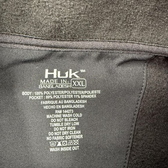 Huk Coastline Fleece Jacket Mens 2XL Black Full Zip Outdoor Fishing XXL New - Picture 3 of 10